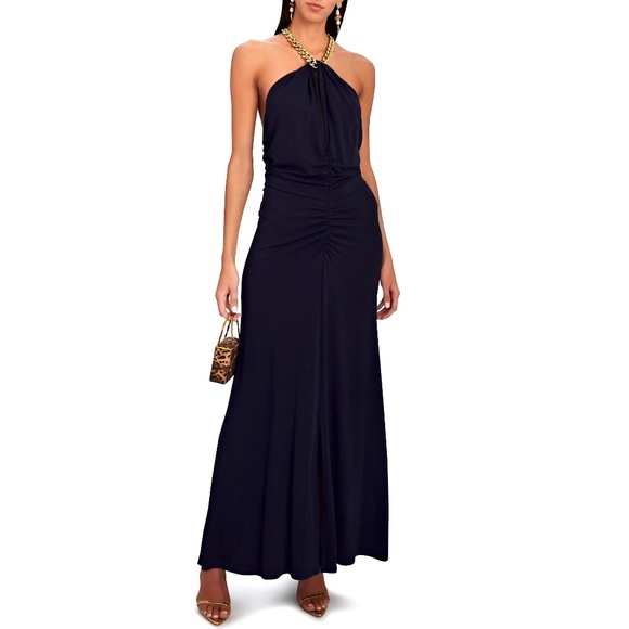 Veronica Beard Reze Chain Link Halter Dress Ink ( Navy ) Size Large - Picture 1 of 12